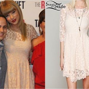 Free People Floral Lace Mesh Dress in Pale Pink in Four (4)